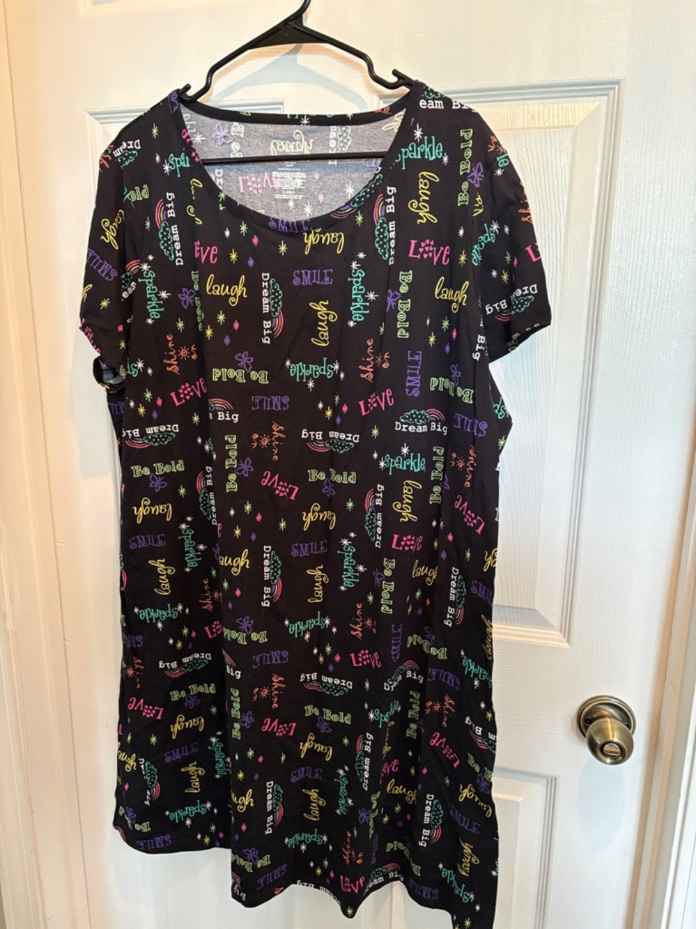Secret Treasures Black Nightgown with Neon Print